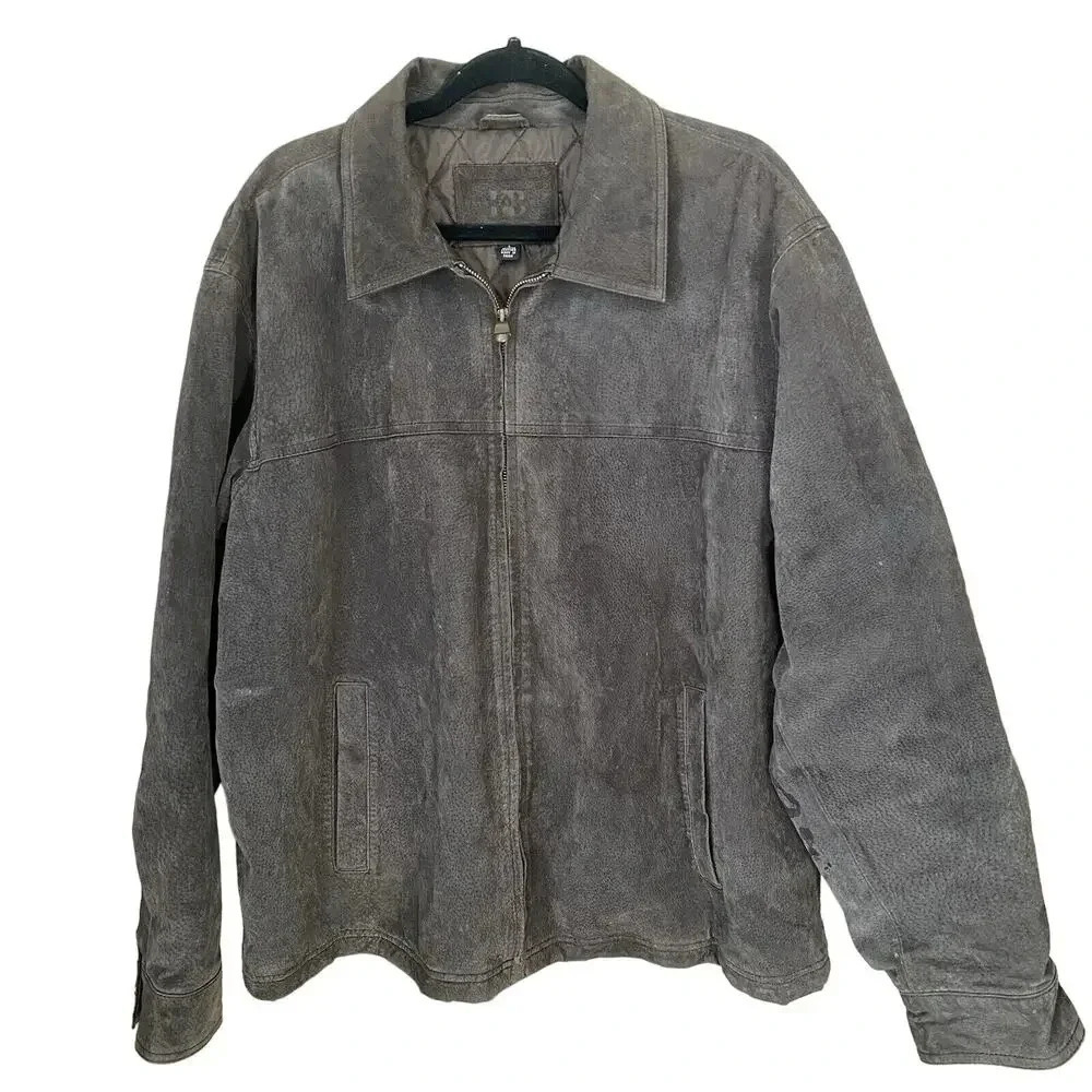 Vtg Knightsbridge Brown Genuineleather Shirt Jacket Men L Fullzip Pocket Outdoor